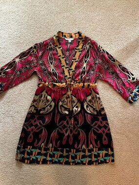 CAbi Tunic, Size XS, Hot Pink/Black/Multi